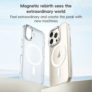 For iPhone 16 ZGA Magsafe Clear PC Tempered Glass Phone Case(Frosted White)