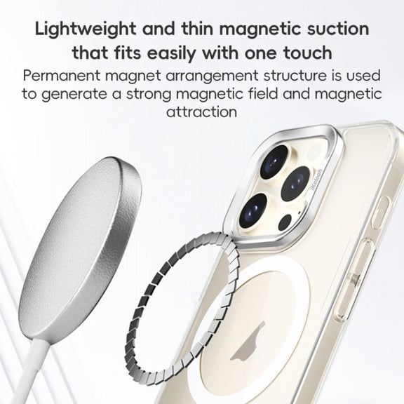 For iPhone 16 ZGA Magsafe Clear PC Tempered Glass Phone Case(Frosted White)