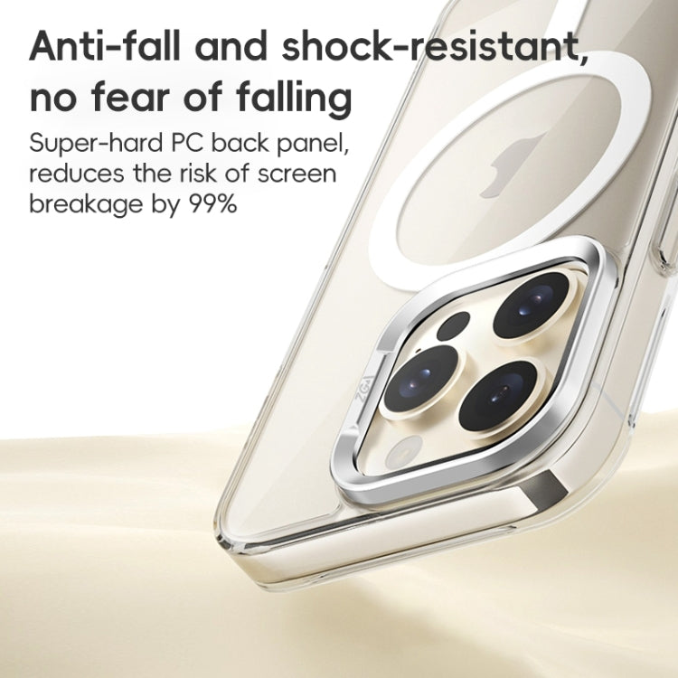 For iPhone 16 ZGA Magsafe Clear PC Tempered Glass Phone Case(Frosted White)