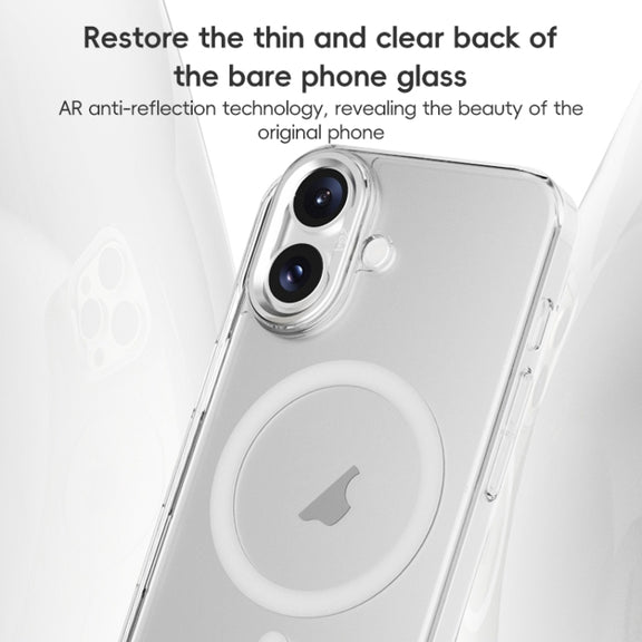 For iPhone 16 ZGA Magsafe Clear PC Tempered Glass Phone Case(Frosted White)