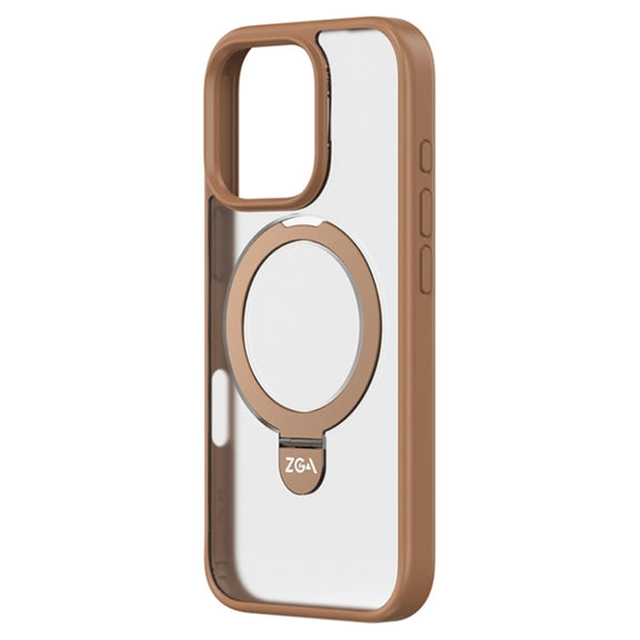 For iPhone 16 Pro ZGA Magsafe Holder PC Hybrid TPU Phone Case(Gold)