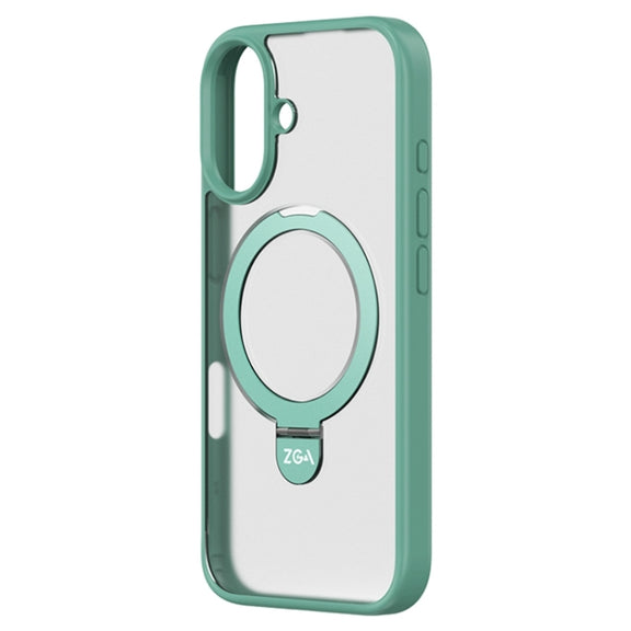For iPhone 16 Plus ZGA Magsafe Holder PC Hybrid TPU Phone Case(Green)