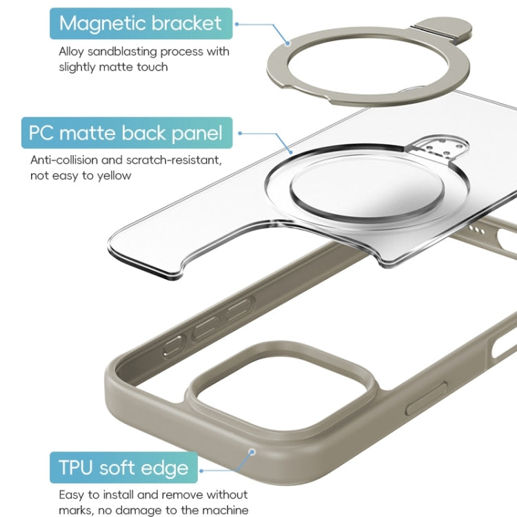 For iPhone 16 ZGA Magsafe Holder PC Hybrid TPU Phone Case(Black)