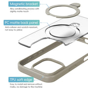 For iPhone 16 ZGA Magsafe Holder PC Hybrid TPU Phone Case(Black)