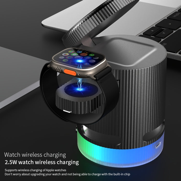 H61 15W 4 in 1 Multifunctional Foldable Wireless Charger Bluetooth Speaker(Black)