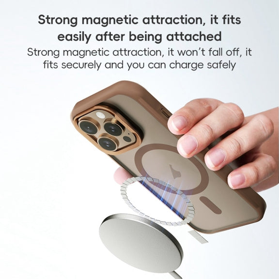 For iPhone 16 Pro Max ZGA Magsafe Frosted PC Hybrid TPU Phone Case(Gold)
