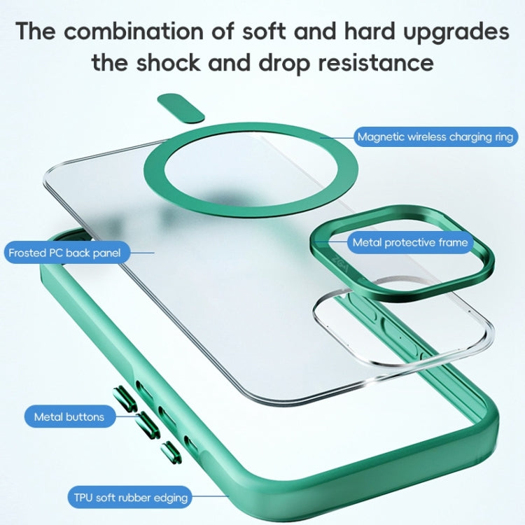 For iPhone 16 Pro Max ZGA Magsafe Frosted PC Hybrid TPU Phone Case(Black)