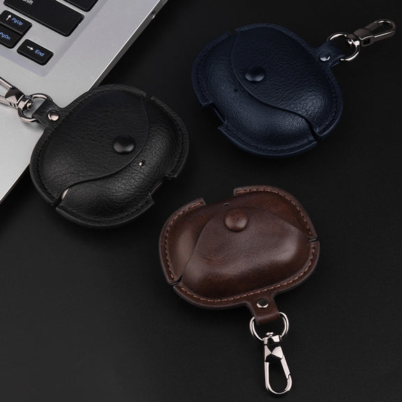 For Realme Buds Air 5 Pro Leather Earphone Protective Case with Hook(Black)