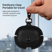 For Realme Buds Air 5 Pro Leather Earphone Protective Case with Hook(Black)