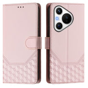 For Huawei Pura 70 Honeycomb Embossing RFID Leather Phone Case(Pink)