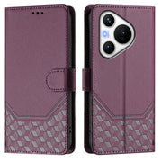 For Huawei Pura 70 Honeycomb Embossing RFID Leather Phone Case(Violet)