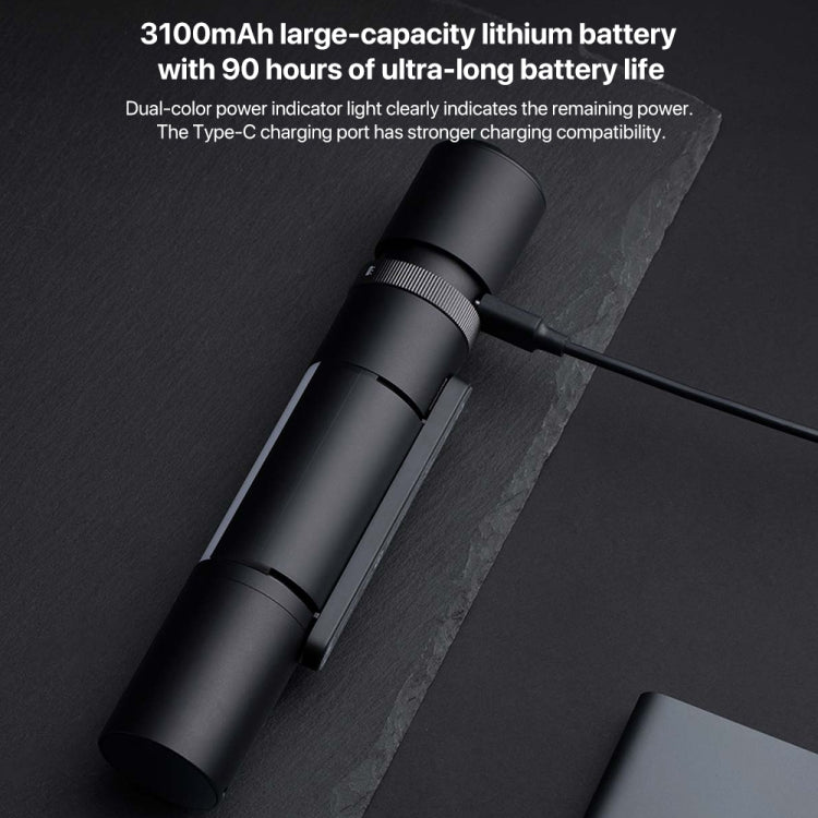 Original Xiaomi Mijia Multifunctional Flashlight 1000LM IPX4 with Side Light(Black)