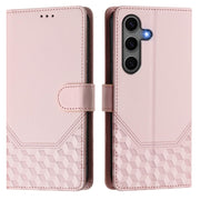For Samsung Galaxy S25 5G Honeycomb Embossing RFID Leather Phone Case(Pink)