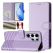 For Samsung Galaxy S25 Ultra 5G Honeycomb Embossing RFID Leather Phone Case(Light Purple)