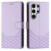 For Samsung Galaxy S25 Ultra 5G Honeycomb Embossing RFID Leather Phone Case(Light Purple)