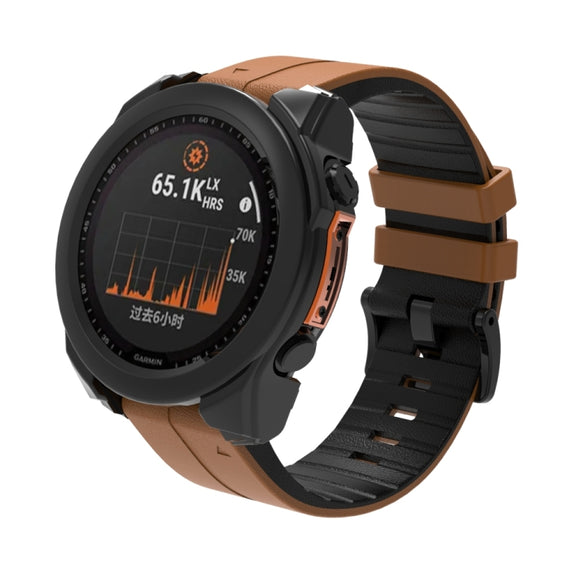 For Garmin Fenix 8 AMOLED 47mm Tempered Glass Film Integrated PC Watch Protective Case(Black)