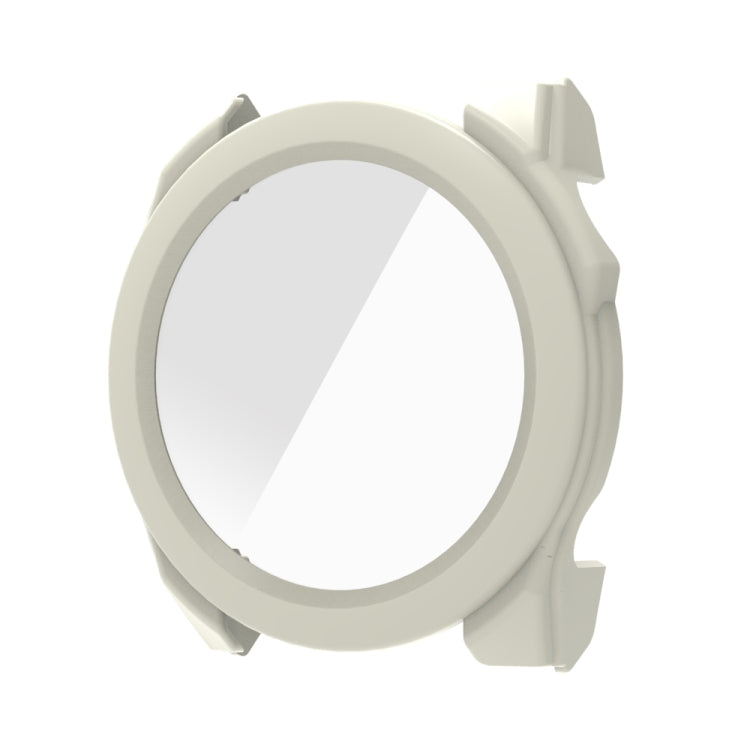 For Garmin Fenix 8 AMOLED 47mm Tempered Glass Film Integrated PC Watch Protective Case(Ivory White)
