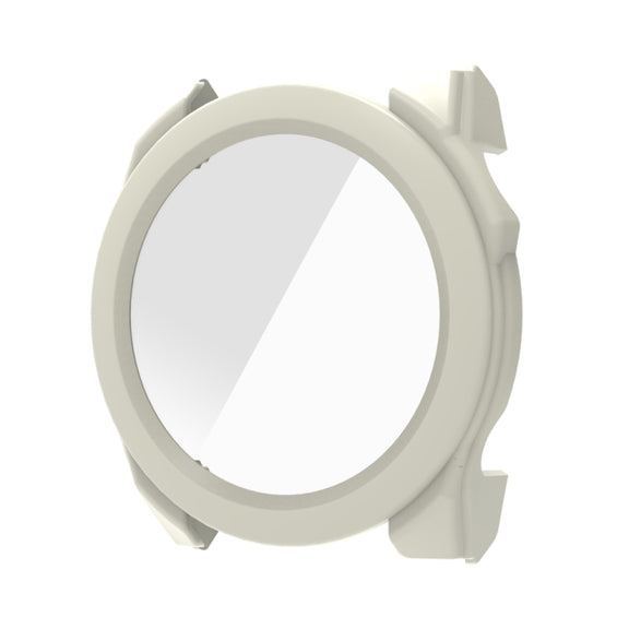For Garmin Fenix 8 AMOLED 47mm Tempered Glass Film Integrated PC Watch Protective Case(Ivory White)