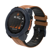 For Garmin Fenix 8 AMOLED 43mm Tempered Glass Film Integrated PC Watch Protective Case(Midnight Blue)