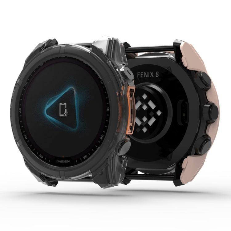 For Garmin Fenix 8 AMOLED 47mm Tempered Glass Film Integrated PC Watch Protective Case(Black)