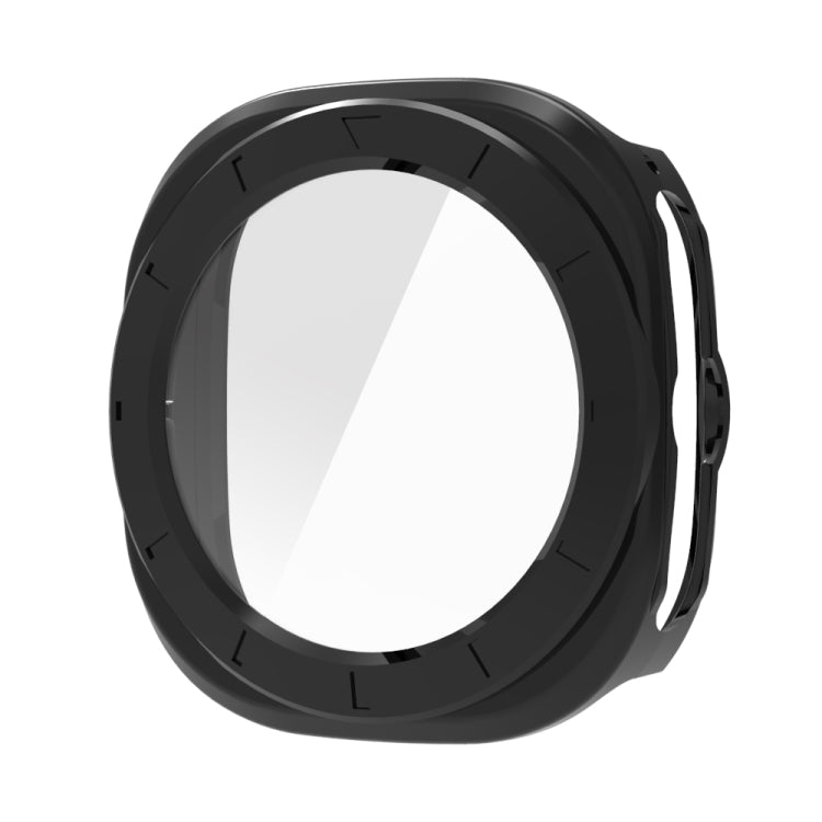 For Samsung Galaxy Watch Ultra 47mm Tempered Glass Film Integrated PC Watch Protective Case(Black)