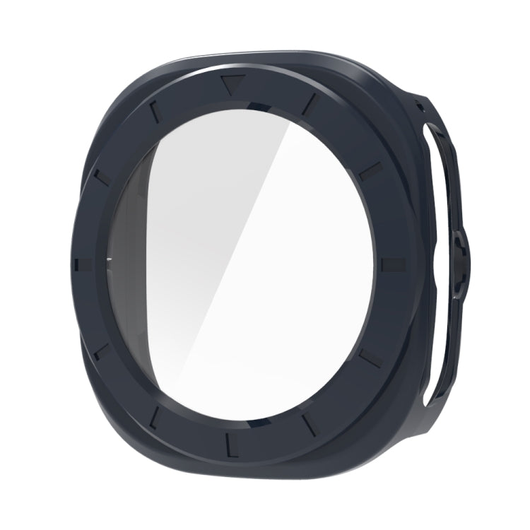 For Samsung Galaxy Watch Ultra 47mm Tempered Glass Film Integrated PC Watch Protective Case(Midnight Blue)