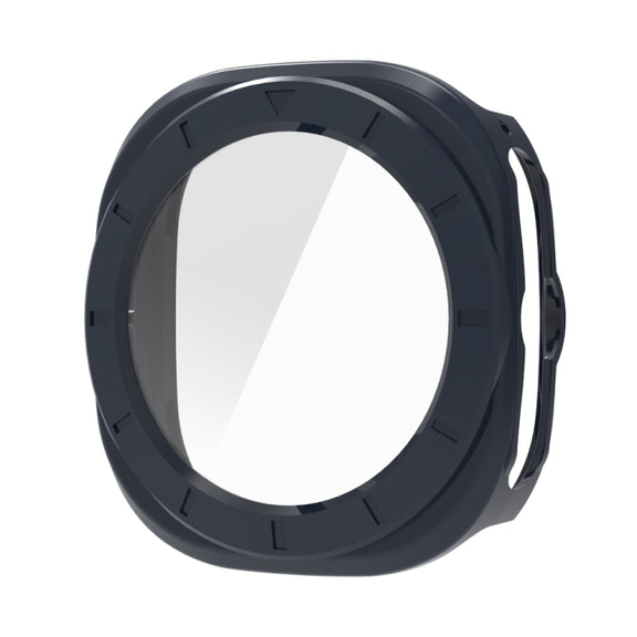 For Samsung Galaxy Watch Ultra 47mm Tempered Glass Film Integrated PC Watch Protective Case(Midnight Blue)
