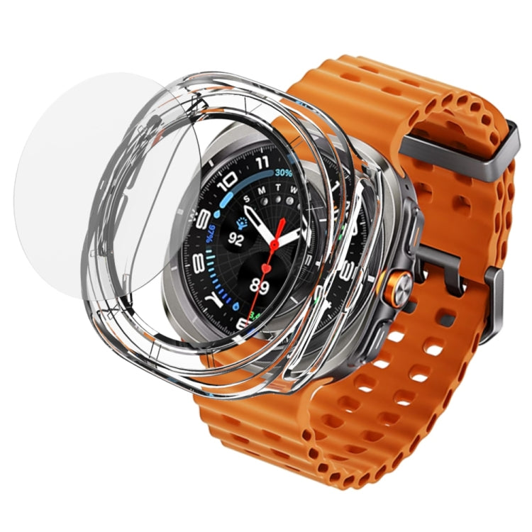 For Samsung Galaxy Watch Ultra 47mm Tempered Glass Film Integrated PC Watch Protective Case(Black)