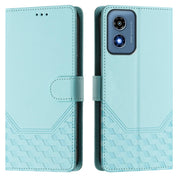For Motorola Moto G Play 4G 2024 Oversea Honeycomb Embossing RFID Leather Phone Case(Mint Green)