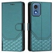 For Motorola Moto G 5G 2024 Oversea Honeycomb Embossing RFID Leather Phone Case(Peacock Green)