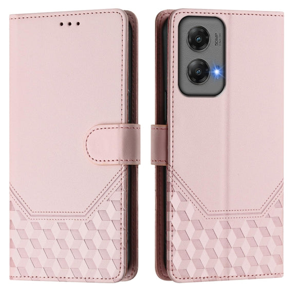 For Motorola Moto G Stylus 5G 2024 Honeycomb Embossing RFID Leather Phone Case(Pink)