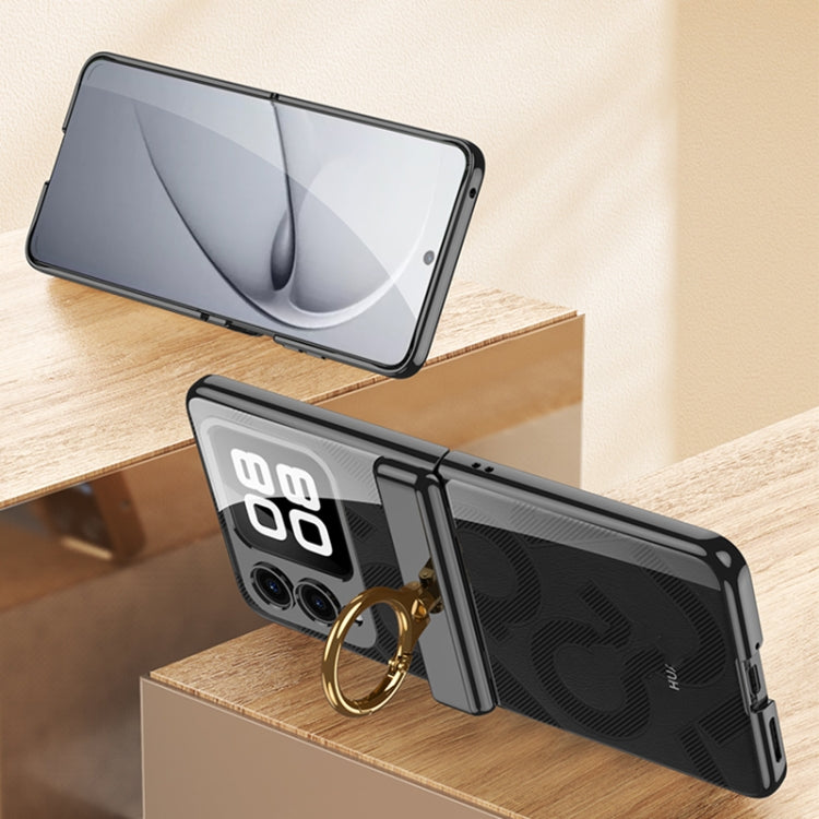 For Huawei nova Flip GKK Integrated  Magnetic Folding Phantom Rotary Phone Case with Ring Holder(Black)