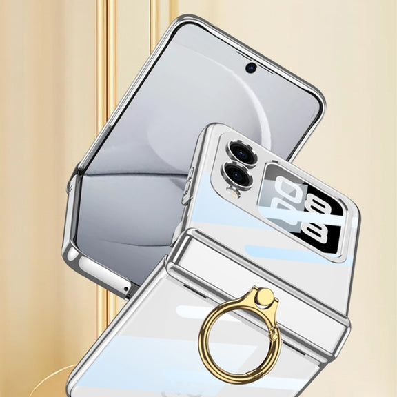 For Huawei nova Flip GKK Integrated  Magnetic Folding Phantom Rotary Phone Case with Ring Holder(Black)