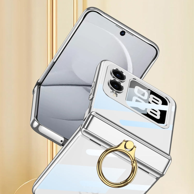 For Huawei nova Flip GKK Integrated  Magnetic Folding Phantom Rotary Phone Case with Ring Holder(Silver)