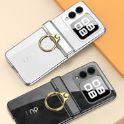 For Huawei nova Flip GKK Integrated  Magnetic Folding Phantom Rotary Phone Case with Ring Holder(Silver)