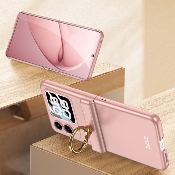 For Huawei nova Flip GKK Integrated Magnetic Hinged Flip Case with Ring Holder(Pink)