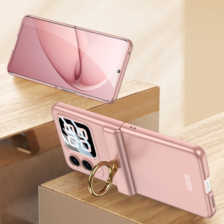 For Huawei nova Flip GKK Integrated Magnetic Hinged Flip Case with Ring Holder(Pink)
