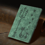For Lenovo Tab M11 / Xiaoxin Pad 2024 Embossed Couple Cat Smart Tablet Leather Case(Green)