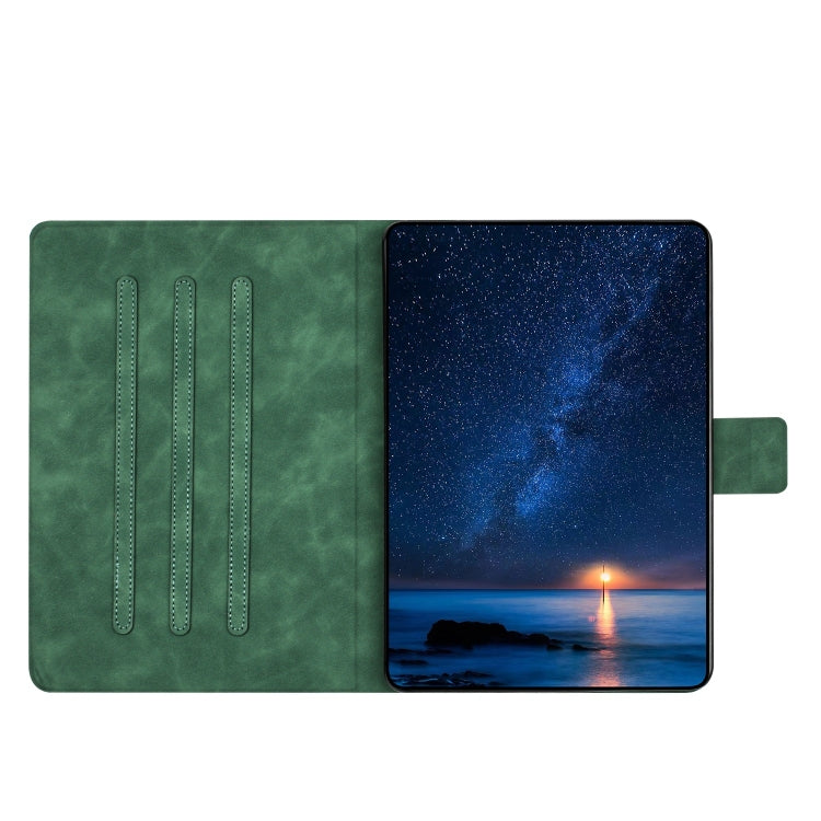 For Lenovo Tab M11 / Xiaoxin Pad 2024 Embossed Couple Cat Smart Tablet Leather Case(Green)