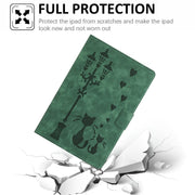 For Lenovo Tab M11 / Xiaoxin Pad 2024 Embossed Couple Cat Smart Tablet Leather Case(Green)