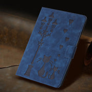 For Lenovo Tab M11 / Xiaoxin Pad 2024 Embossed Couple Cat Smart Tablet Leather Case(Blue)