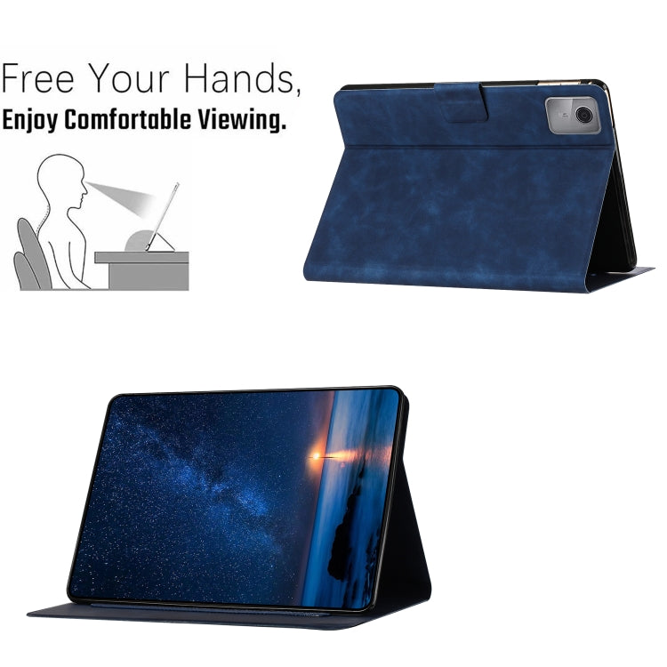 For Lenovo Tab M11 / Xiaoxin Pad 2024 Embossed Couple Cat Smart Tablet Leather Case(Blue)