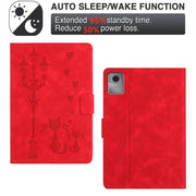 For Lenovo Tab M11 / Xiaoxin Pad 2024 Embossed Couple Cat Smart Tablet Leather Case(Red)