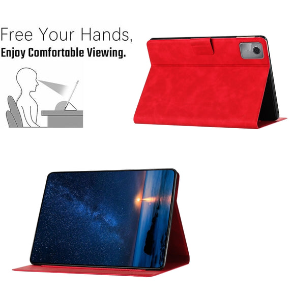 For Lenovo Tab M11 / Xiaoxin Pad 2024 Embossed Couple Cat Smart Tablet Leather Case(Red)