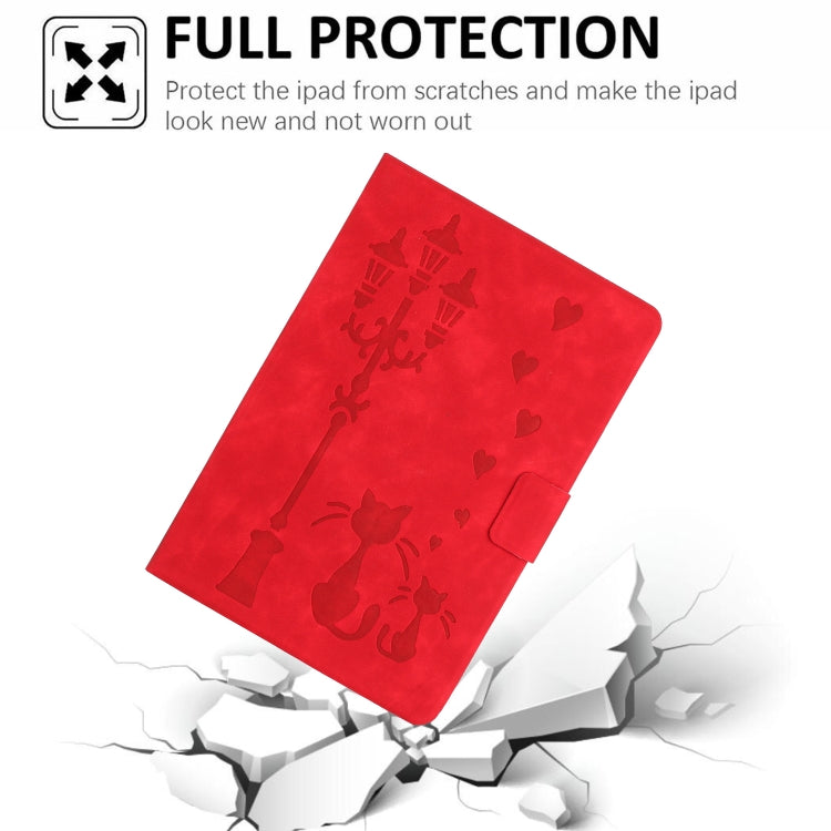 For Lenovo Tab M11 / Xiaoxin Pad 2024 Embossed Couple Cat Smart Tablet Leather Case(Red)