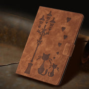 For Lenovo Tab M11 / Xiaoxin Pad 2024 Embossed Couple Cat Smart Tablet Leather Case(Brown)