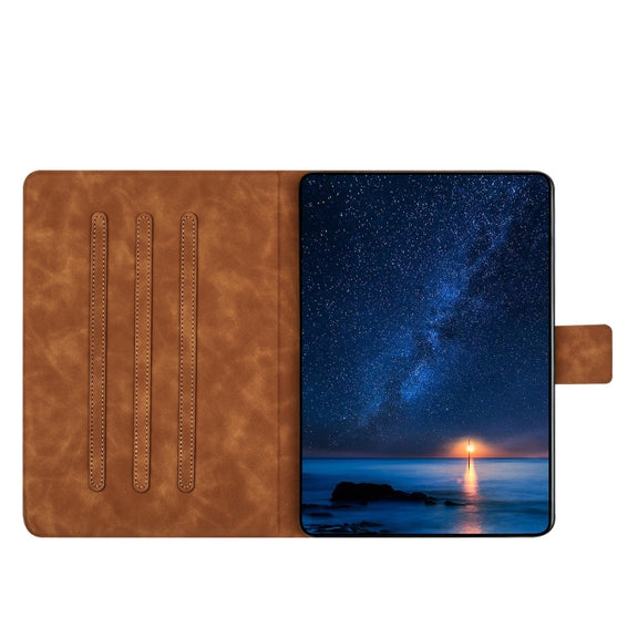 For Lenovo Tab M11 / Xiaoxin Pad 2024 Embossed Couple Cat Smart Tablet Leather Case(Brown)