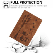 For Lenovo Tab M11 / Xiaoxin Pad 2024 Embossed Couple Cat Smart Tablet Leather Case(Brown)