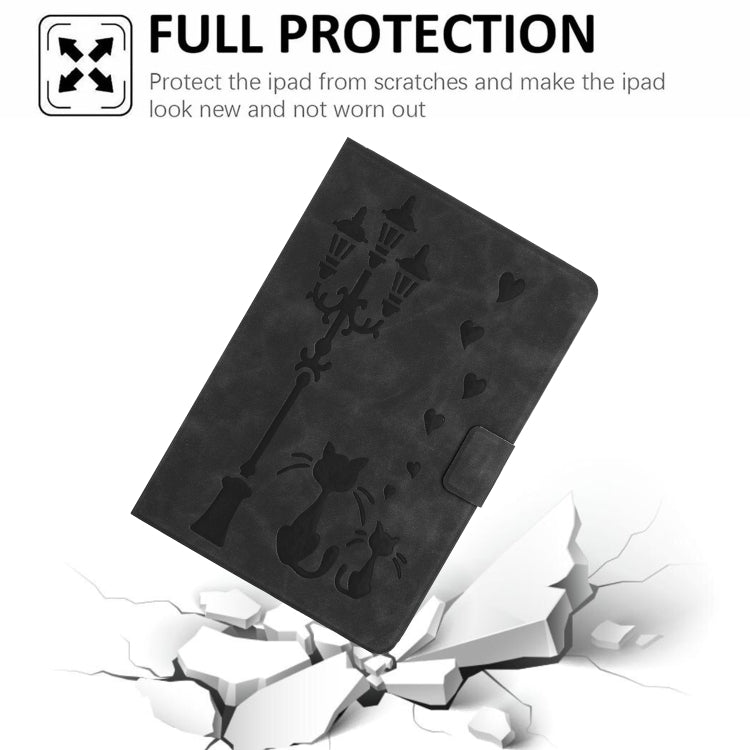 For Lenovo Tab M11 / Xiaoxin Pad 2024 Embossed Couple Cat Smart Tablet Leather Case(Black)