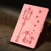 For Lenovo Tab M11 / Xiaoxin Pad 2024 Embossed Couple Cat Smart Tablet Leather Case(Pink)